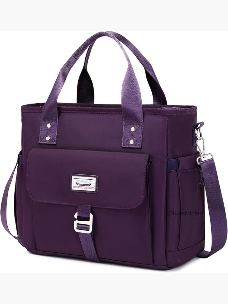 Medium Tote Purse With Pockets, Waterproof Nylon Work Bag, Crossbody Handbag